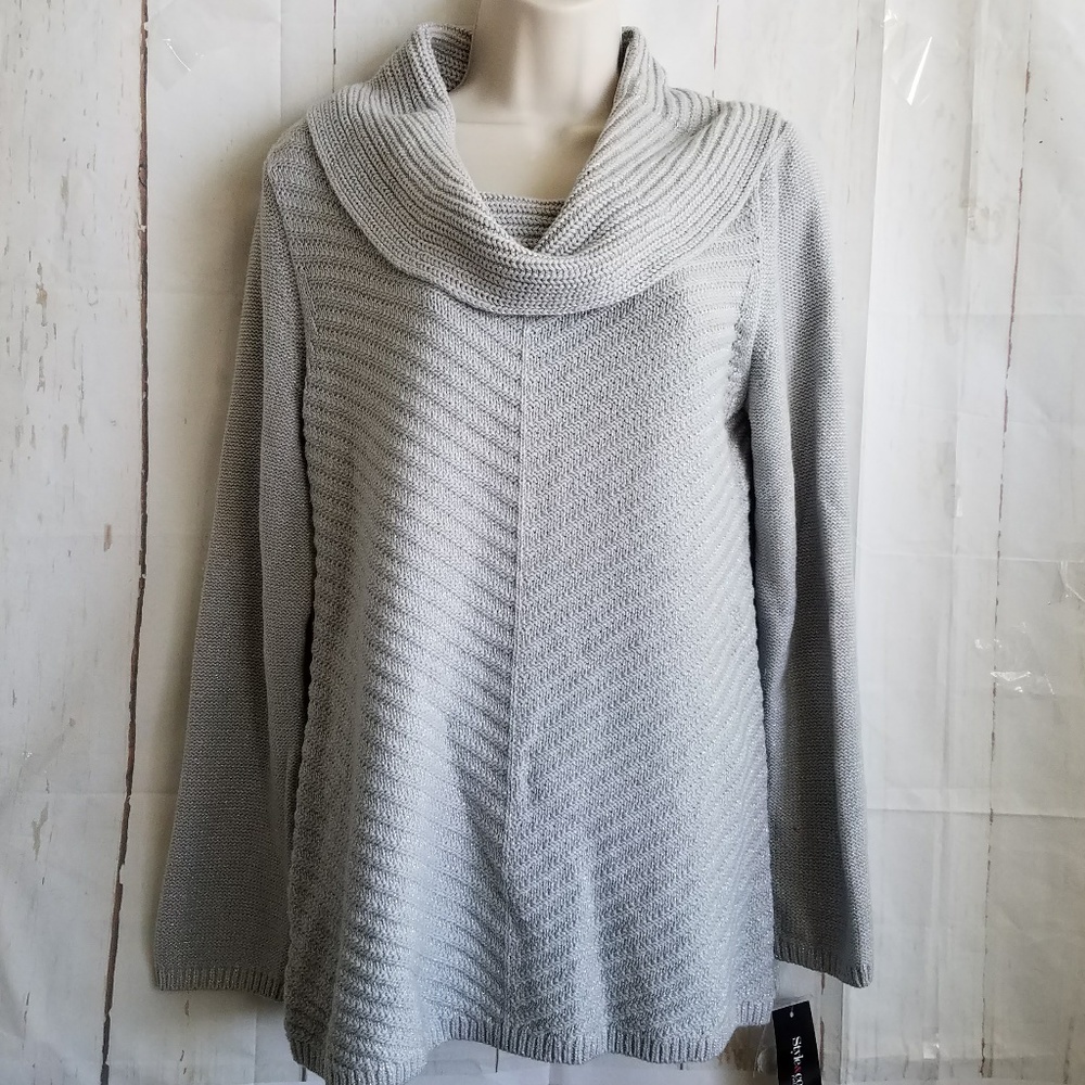 Style & Co Tunic Sweater Petite L Silver D4 - Picture 1 of 4